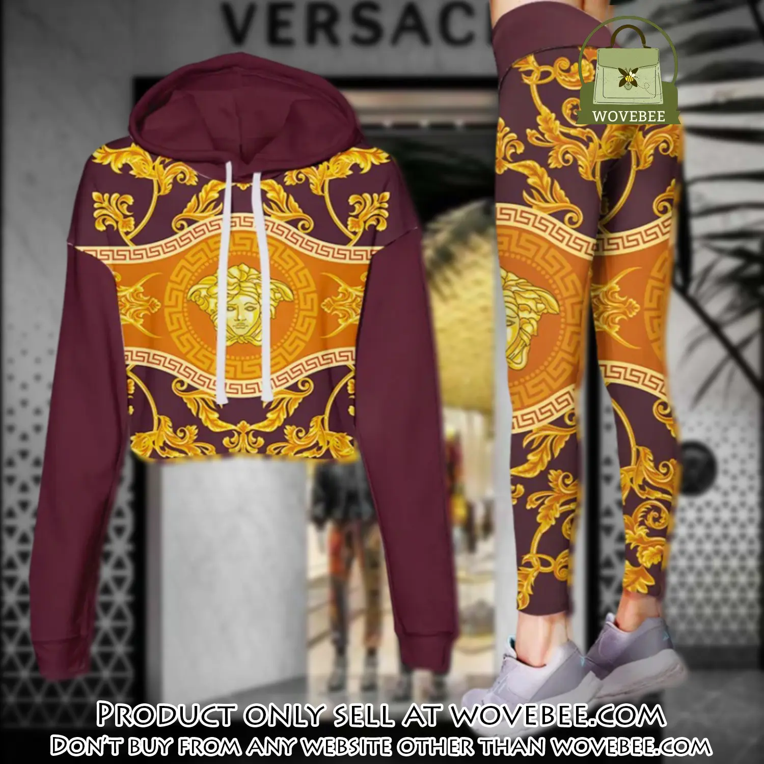 Versace golden medusa luxury brand clothes leggings and crop top set for women wvb5859602